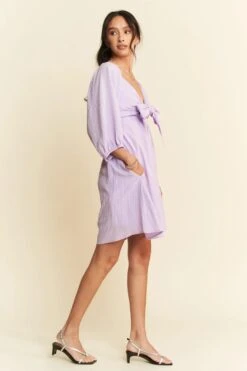 Davi & Dani Self-Tie Puff Sleeve Smocking Open Back Mini Dress -Little Loom Store cdf3e5d3069045ca9f08d5d414b5de83 Max Origin