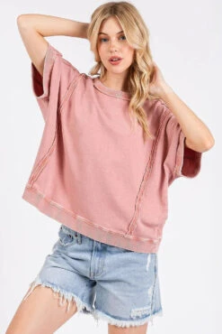 Mittoshop Mineral Wash French Terry Crew Neck Casual Top -Little Loom Store cea17700a3b043ea9c6b5a7d8b6a3d0e Max Origin