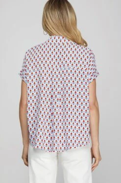 She + Sky Full Size Printed Johnny Collar Short Sleeve Blouse Plus Size -Little Loom Store cf5d8280 76f8 4d8d a7c3 ab77108760dc Max