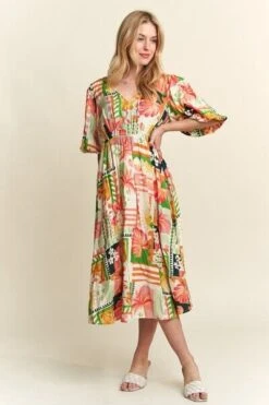 ADORA Floral V-Neck Puff Sleeve Midi Dress -Little Loom Store cf642d35 2cc6 4a74 be88 0e59a8569f24 Min