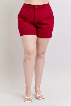 Judy Blue Plus Size High Waist Tummy Control Garment Dyed Heart Shaped Denim Shorts