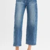 RISEN High Rise Crop Length Barrel Adjustable Waist Band Jeans