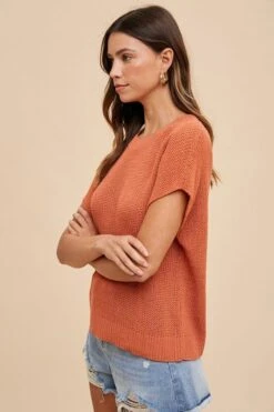 Annie Wear Round Neck Short Sleeve Sweater -Little Loom Store d0294680 96a5 456d 8a65 78a9f2e2ff8a Max