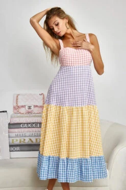 BiBi Color Block Tiered Gingham Dress 16 BiBi Color Block Tiered Gingham Dress -Little Loom Store d03db5627e90468eaa49cf80fa6ddf98 Max Origin