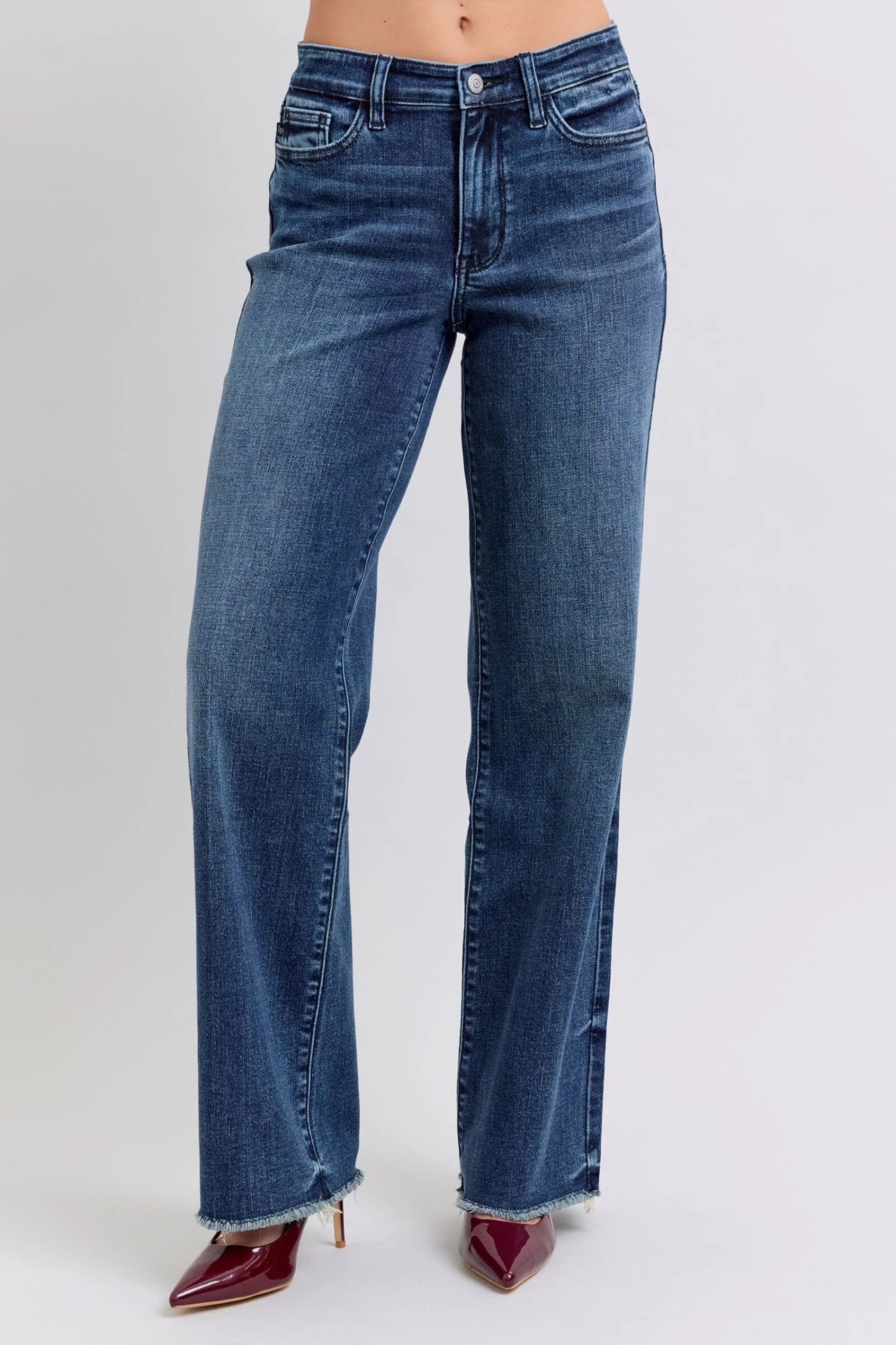 Judy Blue Full Size Raw Hem Mid Rise Jeans 3 Judy Blue Full Size Raw Hem Mid Rise Jeans