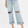 RISEN Full Size Mid Rise Fit Boyfriend Jeans With Cuff Plus Size