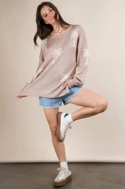 VERY J Palm Tree Graphic Oversized Knit Sweater -Little Loom Store d1db06cc499244ebb77ce63bd9f75203 Max Origin