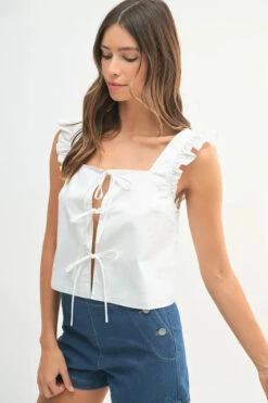 MABLE Poplin Ruffle Strap Front Self Tie Top 12 MABLE Poplin Ruffle Strap Front Self Tie Top -Little Loom Store d23afbcc 9f27 4c95 ba7e 2896ec2ff478 Max Origin