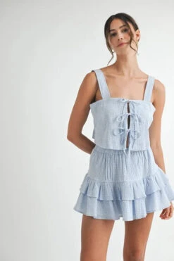 MABLE Gingham Plaid Crop Top And Mini Skirt Set