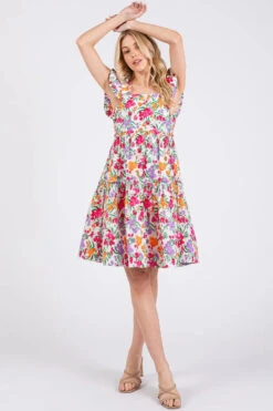 Mittoshop Flower Print Ruffle Shoulder A-line Mini Dress -Little Loom Store d408883561be42ebba577094c65ec1d9 Max Origin