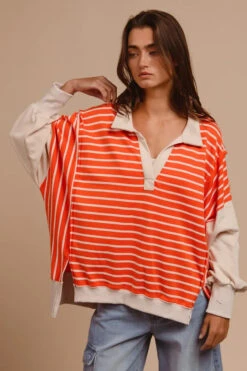 BiBi Stripe Knit Loose Fit Top With Cut Edge Detail 38 BiBi Stripe Knit Loose Fit Top With Cut Edge Detail -Little Loom Store d455637bd0114a2e940dc0bc42e21d74 Max Origin