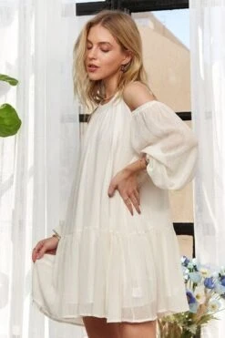 ADORA Cold Shoulder Balloon Sleeve Mini Dress -Little Loom Store d45c44dc 7c99 4885 910c 3541f3881898 Min