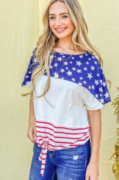 And The Why American Flag Print Tie Knot Front Casual Top 11 And The Why American Flag Print Tie Knot Front Casual Top -Little Loom Store d487a1965783453d85bfe26a08d21ad5 Max Origin