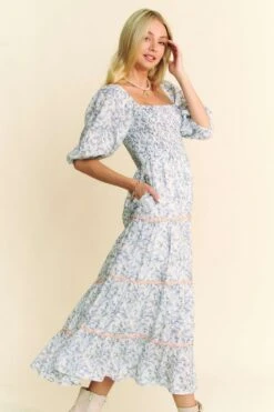 Davi & Dani Contrast Ric Smocking Bodice Tiered Midi Dress -Little Loom Store d49511f1b2c348f1907ebbc0692c34f7 Max Origin