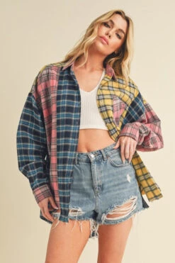 Aemi + Co Frayed Hem Color Block Plaid Drop Shoulder Shirt 12 Aemi + Co Frayed Hem Color Block Plaid Drop Shoulder Shirt -Little Loom Store d618bf54 9300 4b61 8a33 b105fd6da9ae Max