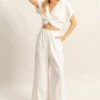 HYFVE Twisted Front Short Sleeve Top And Wide Leg Pants Set -Little Loom Store d62a64d9 ad1c 4d2c 936f 413515ce86d6 Max