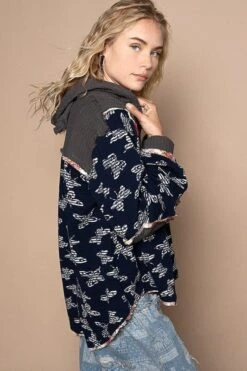 POL Butterfly Waffle-Knit Half Button Hooded Knit Top 7 POL Butterfly Waffle-Knit Half Button Hooded Knit Top -Little Loom Store d737150c 37eb 4eab 804d f3881bd18d4f Max