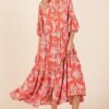 Mittoshop Abstract Leaf Print Tiered Ruffle Dress