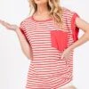 Ces Femme Side Slit Striped Cap Sleeve T-Shirt -Little Loom Store d76ebf00 f26e 4003 af33 7f0fc740fc68 Min