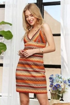 ADORA Contrast Striped V-Neck Mini Dress 13 ADORA Contrast Striped V-Neck Mini Dress -Little Loom Store d770d1a3 0322 4e45 97a6 edba0da1596b Min