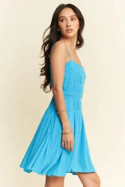 Davi & Dani Smocking Bodice Sleeveless Button Down Mini Dress 16 Davi & Dani Smocking Bodice Sleeveless Button Down Mini Dress -Little Loom Store d775e67c4b374c93af1812df2c7c7a03 Max Origin