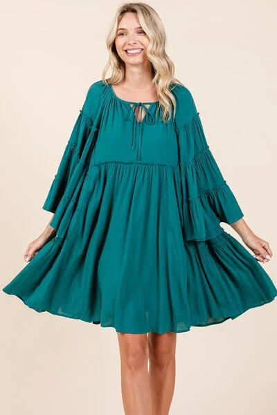 Mittoshop Frill Tie Neck Bell Sleeve Dress 6 Mittoshop Frill Tie Neck Bell Sleeve Dress - Image 4