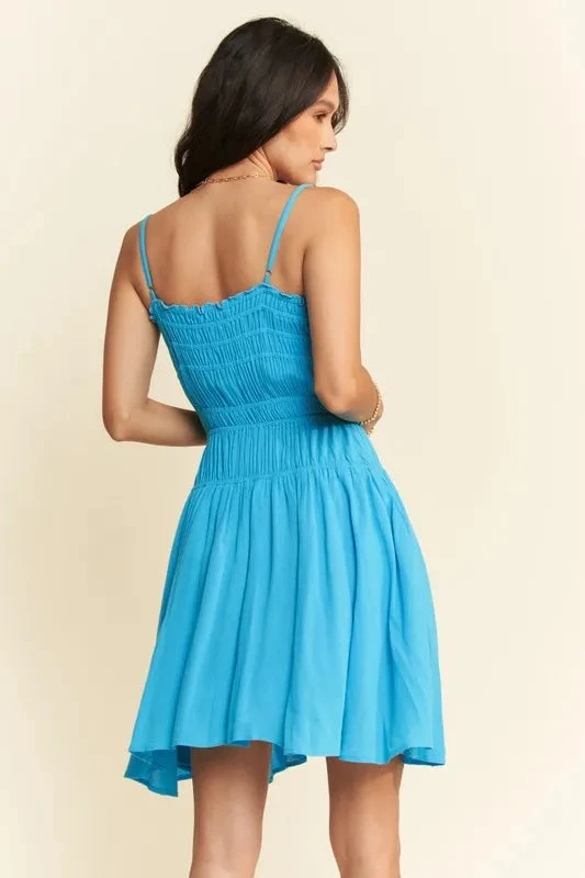 Davi & Dani Smocking Bodice Sleeveless Button Down Mini Dress 4 Davi & Dani Smocking Bodice Sleeveless Button Down Mini Dress - Image 2