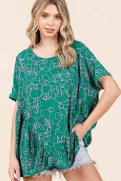 Mittoshop Abstract Print Round Neck Short Sleeve Top