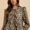 Annie Wear Tied Leopard Round Neck Peplum Blouse -Little Loom Store d82bb69f e07e 467d 9a51 55e5101ac2ef Max