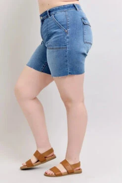 Judy Blue Full Size Mid Rise Bermudas Denim Shorts W/ Back Flap Pockets Plus Size -Little Loom Store d927b1fd a7f4 4f78 8f23 4d10892754aa Max Origin