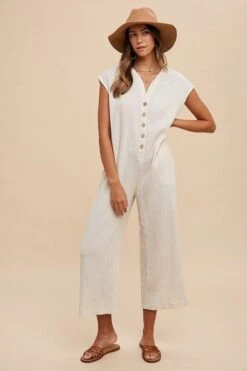 Annie Wear Button Detail Wide Leg Jumpsuit With Pockets -Little Loom Store da84ddd1 d439 40ac 8577 f6795f6c3b85 Max