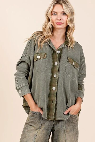 Mittoshop Mineral Washed Plaid Button Down Shacket 3 Mittoshop Mineral Washed Plaid Button Down Shacket