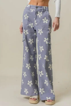 BiBi Flower Printed Side Pocket Wide Pants -Little Loom Store dba81ea172d246439fdc199ee596c28f Max Origin