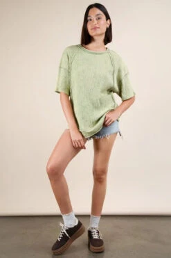 VERY J Mineral Washed Ribbed Knit Casual Top -Little Loom Store dbb535c6191e4bc9830effd78d089e29 Max Origin