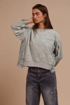 BiBi Mineral Washed Checkered Round Neck Denim Top -Little Loom Store dc809c22 9a7e 4982 ab80 d721fcbba9c1 Min