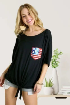 ADORA Sequin US Flag Pocketed Top -Little Loom Store dd482c5855c4488db5385a325ccfd39c Max Origin