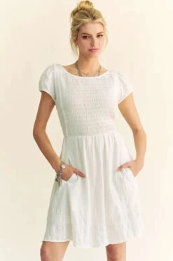 Davi & Dani Crossed Back Short Sleeve Dress With Pockets -Little Loom Store ddd72f036d9c47569e5ed4b30aab4002 Max Origin