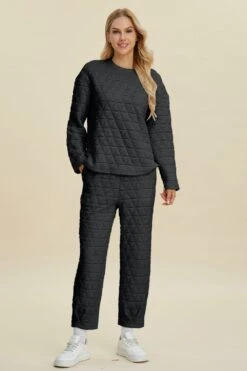 Double Take Full Size Texture Round Neck Long Sleeve Top And Pants Set -Little Loom Store de8b8f67 219e 44a9 9365 b6414167fede Max