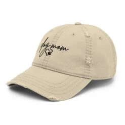 Distressed Dog Mom Embroidered Hat 10 Distressed Dog Mom Embroidered Hat -Little Loom Store distressed dad hat khaki left front 66a801aa3944e