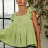 ADORA Ruffle Sleeve Babydoll Tunic Top