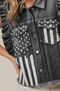 BiBi American Flag Washed Denim Jacket 7 BiBi American Flag Washed Denim Jacket -Little Loom Store e1493d2e dfd0 43ee be10 08e2e9b4e014 Max Origin