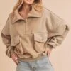 Aemi + Co Exposed Seam Half Zip Sweatshirt With Pockets -Little Loom Store e1e8bf56 d7fb 4984 b02c 7b744ba45702 Max