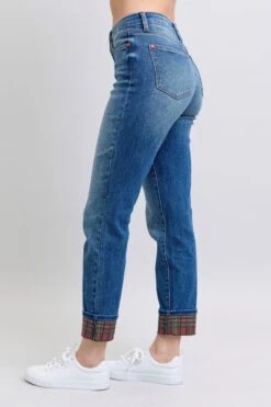 Judy Blue Full Size Plaid Print Cuff Straight Leg Jeans With Pockets 17 Judy Blue Full Size Plaid Print Cuff Straight Leg Jeans With Pockets -Little Loom Store e39d6b4d 6af6 417d 97a3 4b5ec96e8f14 Max