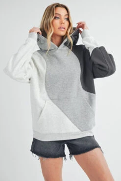Aemi + Co Color Block Hoodie With Kangaroo Pocket