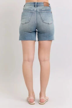 Judy Blue High Waist Vintage Wash Side Slit Denim Shorts -Little Loom Store e3de64bd3e244619ba2defec71492e58 Max Origin