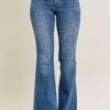 Judy Blue Full Size Mr Vintage Wash Flare Jeans W/ Destroy And Fray Hem Plus Size