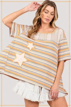 SAGE+FIG Accent Striped With Star Applique T-Shirt -Little Loom Store e6256ba06c0441d8a52e1c31fabcf5c3 Max Origin