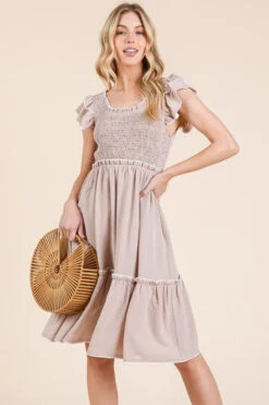 Lime 'N' Chili Ruffle Trim Smocked Dress With Contrast -Little Loom Store e6f3026dd8954374973e55c23cb008b0 Max Origin