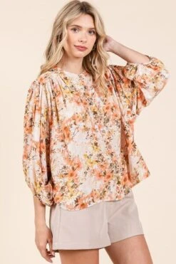 Mittoshop Flower Print Batwing Sleeve Button Down Blouse -Little Loom Store e7139856 dbf5 4b06 8cee 9c733b7b332c Min