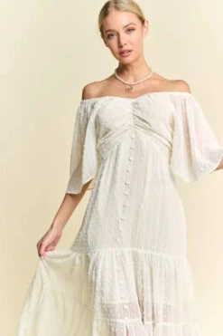 Davi & Dani Swiss Dotted Ruched Ruffle Open Back Midi Dress 13 Davi & Dani Swiss Dotted Ruched Ruffle Open Back Midi Dress -Little Loom Store e72c88a383b5400b98fc1356d12758a1 Max Origin